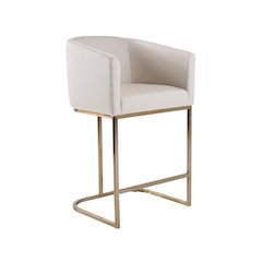 Modrest Yukon - Modern Off White Fabric & Brushed Brass Counter Chair
