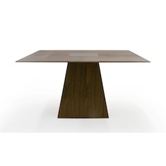 Modrest Cora- Modern Walnut and Black Tempered Glass Dining Table