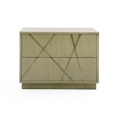 Modrest Nixa - Modern Wide Birch + Brushed Bronze Nightstand