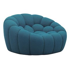 Yolonda - Modern Curved Dark Teal Fabric Chair