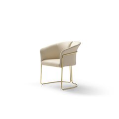 Modrest Renfew - Modern Beige Vegan Leather + Champagne Gold Dining Chair