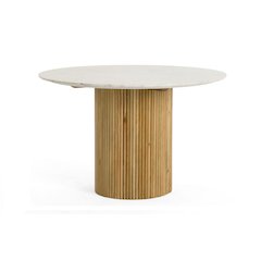 Cambridge White Marble and Mango Round Dining Table