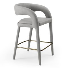 Faerron - Modern Grey Leatherette Counter Chair