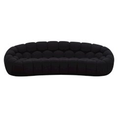Yolonda - Modern Curved Black Fabric Sofa