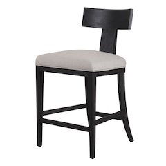 Modrest Fabien - Mid-Century Modern Beige Linen + Black Walnut Counter Chair