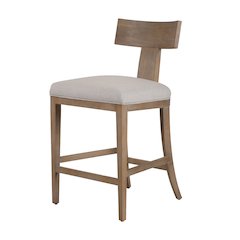 Modrest Fabien - Mid-Century Modern Beige Linen + Wood Counter Chair