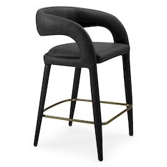 Faerron - Modern Black Leatherette Counter Chair