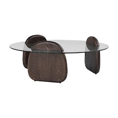Modrest Buxton - Mid-Century Modern Glass + Dark Walnut Coffee Table