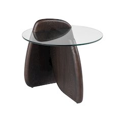Modrest Buxton - Mid-Century Modern Glass + Dark Walnut End Table