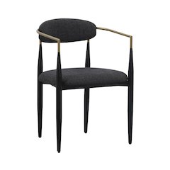 Buchtel - Mid-Century Modern Dark Grey Gold Arm Black Dining Chair