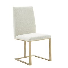 Modrest Frankie - Modern Off-White Fabric + Antique Brass Dining Chair
