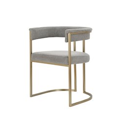 Modrest Byron - Modern Grey Fabric + Antique Brass Dining Chair