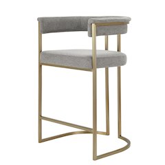 Modrest Byron - Modern Grey Fabric + Antique Brass Counter Chair