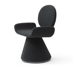 Modrest Neptune - Contemporary Black Fabric + Brushed Black Gun Dining Chair