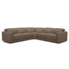 Divani Casa Bianca - Modern Brown Leather Sectional Sofa 3 Recliners