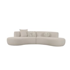 Divani Casa Weldon - Modern Off-White Fabric Curved Sectional
