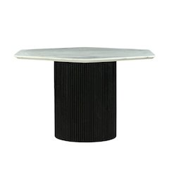 Modrest Rivas - Modern White Marble + Black Hex Dining Table