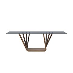 Modrest Solvang - Contemporary - Grey Glass + Walnut Rectangular Dining Table