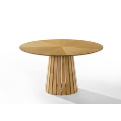Weiss - Mid-Century Modern Natural Oak Round Dining Table
