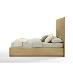 Oak Wood Eastern King Bed Frame, Modern Boho Bed Frame With Headboard