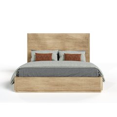 California King Natural Oak Wood Bed Frame, Boho Bed Frame With Headboard