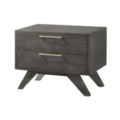Gray Wash Modern Nightstand With 2 Drawers, Bedside Table With Storage Space