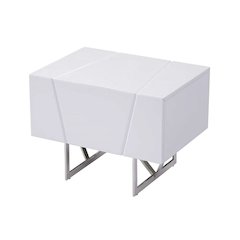 Modern Nightstand With Drawer, White Bedroom Nightstand On Steel Legs