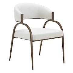 Hudson - Modern Off-White Fabric + Bronze Dining Chair