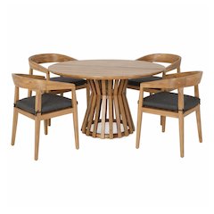 Sintra - Outdoor Grey + Eucalyptus Round Dining Table Set