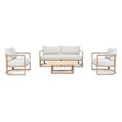 Malta - Outdoor Light Grey + Teak Sofa Set