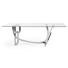 Adelaide Modern Stainless Steel and Glass Dining Table