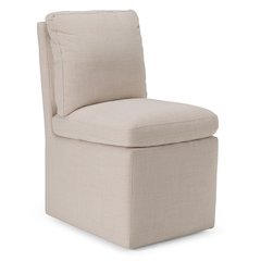 Adrian - Modern Beige Fabric Dining Chair with Castor Wheels