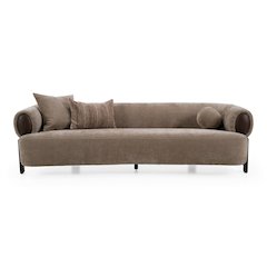 Arnaud - Modern Tan Fabric + Brown Oak Sofa