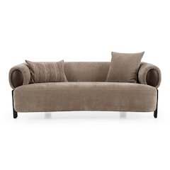 Arnaud - Modern Tan Fabric + Brown Oak Loveseat Sofa