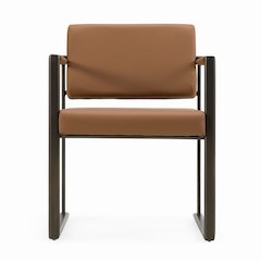Modrest Atlan - Modern Camel Vegan Leather + Dark Gold Dining Chair