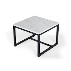 Modrest Baca - White Marble + Black Metal End Table