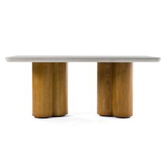 Modrest Bateman - Modern Faux Concrete + Walnut Dining Table