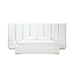 Modrest Nixa - Queen Modern White and Gold Bed