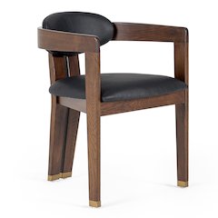 Modrest Belton - Modern Black Vegan Leather + Brown Oak Dining Chair