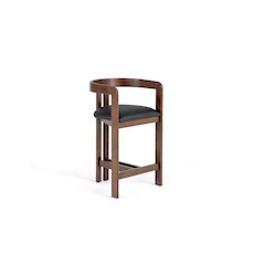 Modrest Belton - Modern Black Vegan Leather + Brown Oak Counter Chair
