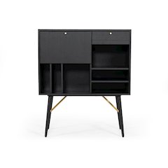 Modrest Billy Modern Black Oak & Gold Tall Buffet