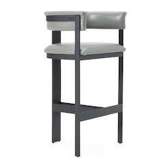 Modrest Boswell - Modern Grey Faux Leather + Black Barstool