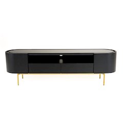 Modrest Bowie - Mid-Century Modern Black Oak + Brass TV Stand