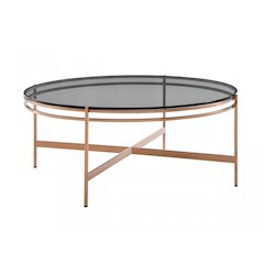 Modrest Bradford - Modern Smoked Glass & Rosegold Coffee Table