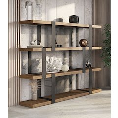 Modrest Brewer - Modern Walnut & Black Bookshelf