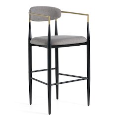 Modrest Buchtel - Mid-Century Modern Medium Grey + Gold Arm + Black Bar Chair
