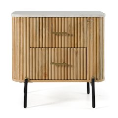 Cambridge White Marble and Mango 2 Drawer Nightstand