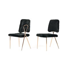 Candace - Modern Black Faux Fur Dining Chair (Set of 2)