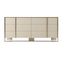 Nova Domus Cartier - Modern Beige Shagreen and Brushed Brass Dresser