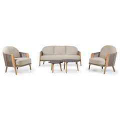 Cayman - Outdoor Beige + Teak Sofa Set